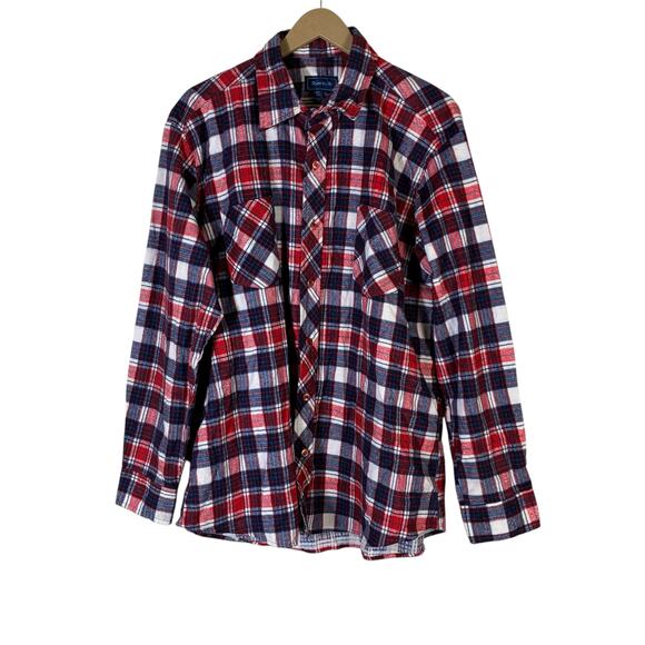 Ryan Keith Plaid Flannel Button Down Shirt Mens XL Red Blue Fall Lumberjack - Picture 2 of 6